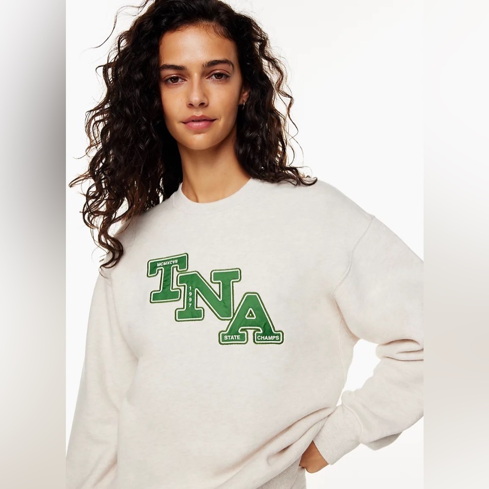 TNA Aritzia COZY FLEECE BOYFRIEND CREW SWEATSHIRT - BNWT